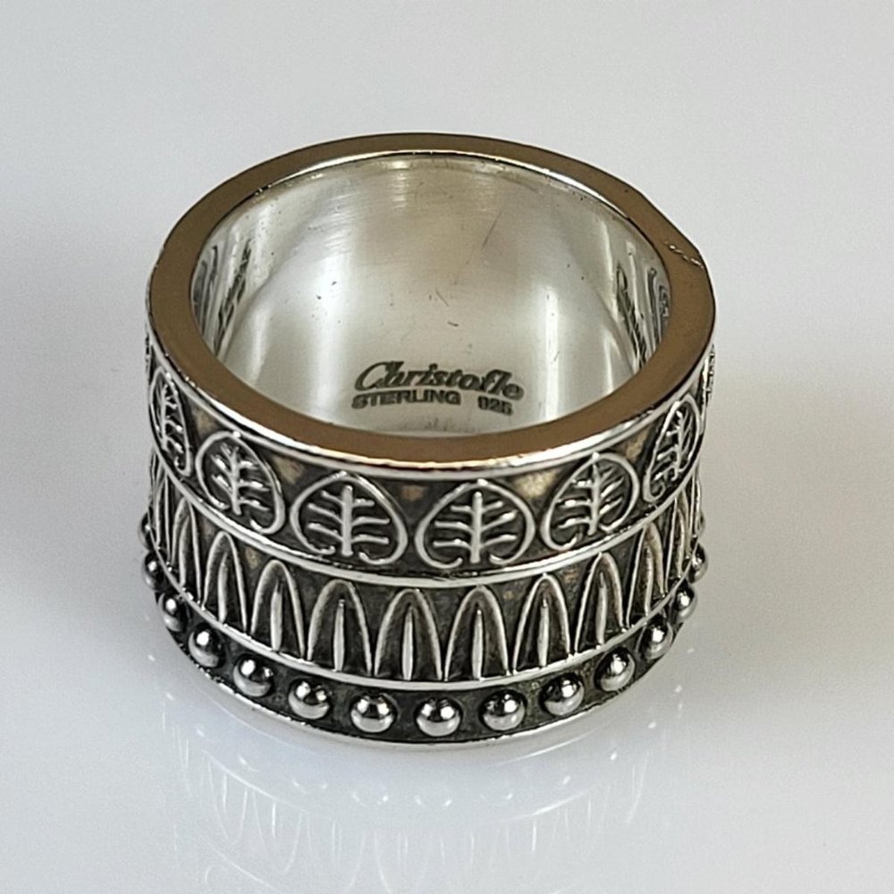 RARE RETIRED SIGNED / HALLMARKED CHRISTOFLE STERLING SILVER DESIGNER RING